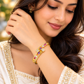 Royal Rainbow Crystal Anti-Tarnish Gold Bangle