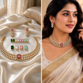 Luxury Multi-Stone Floral Choker Necklace Set with Matching Earrings