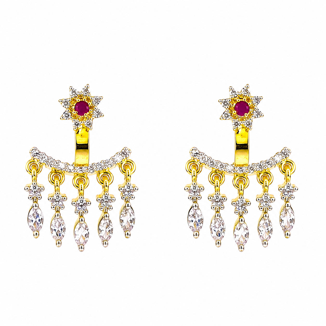 Traditional Gold-Plated Crystal Chandelier Earrings