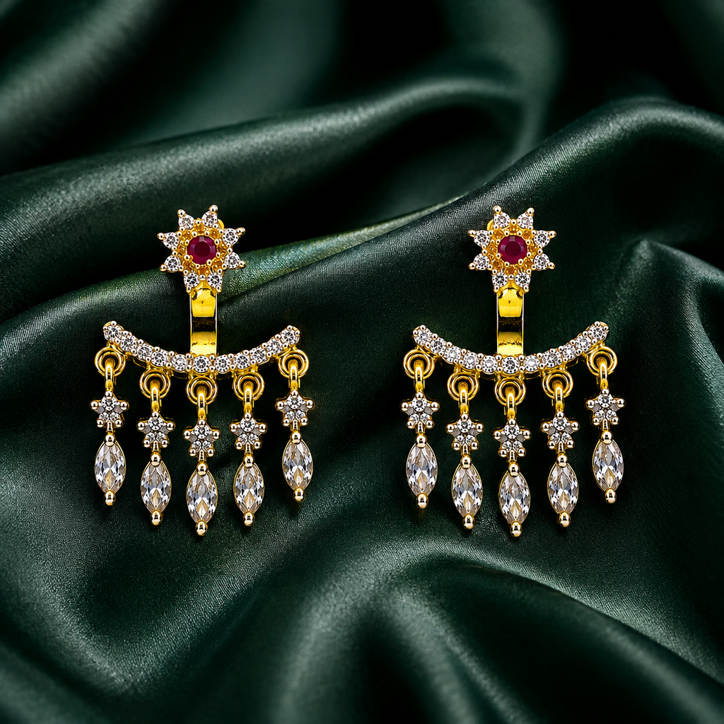 Traditional Gold-Plated Crystal Chandelier Earrings