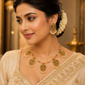 Traditional Temple Design Necklace Set with Earrings