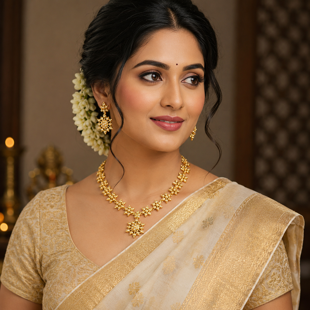 Traditional Flower Motif Necklace Set