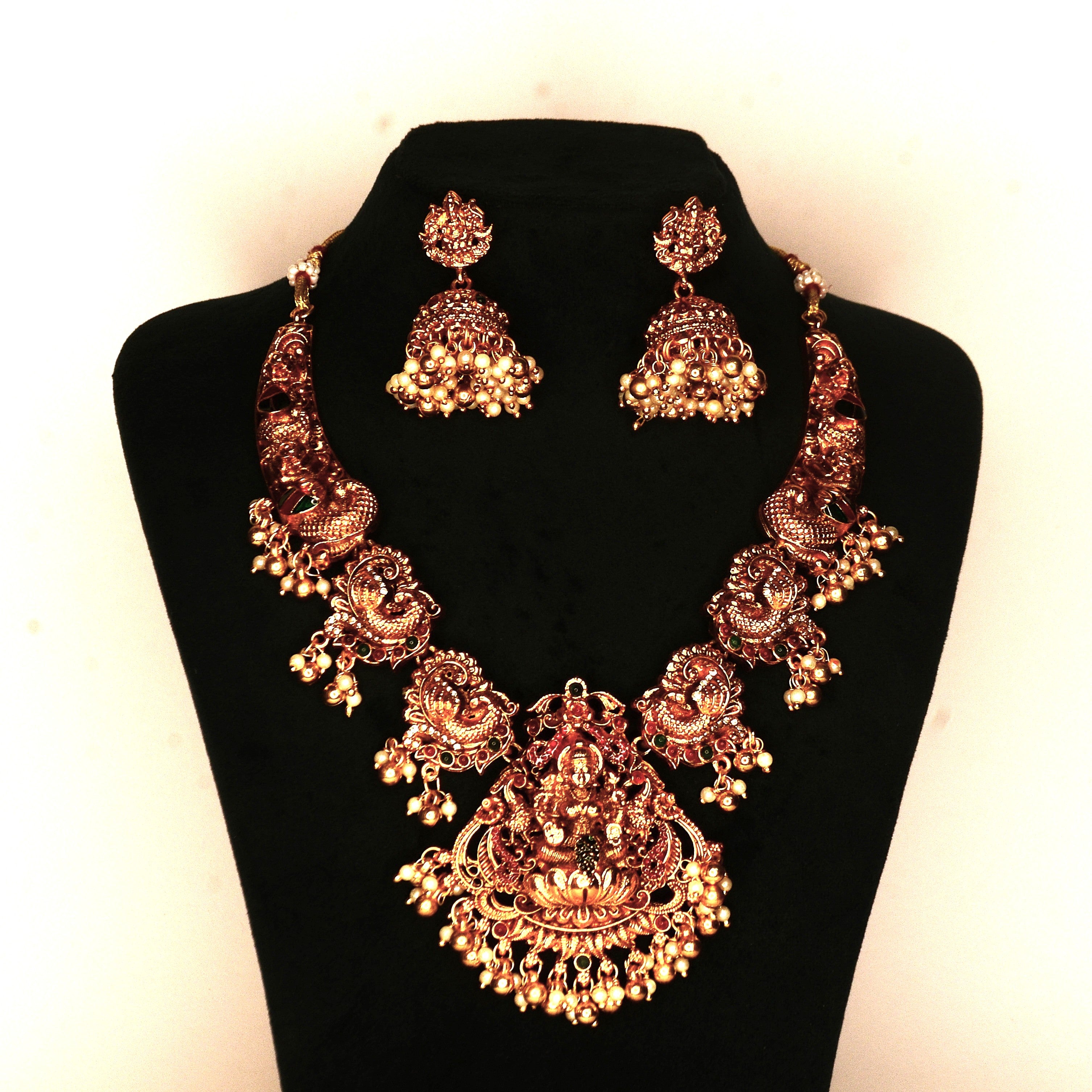 Lakshmi Goddess Temple Traditional Necklace Set