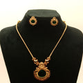 Emerald Lakshmi Temple Pendant Traditional Necklace Set