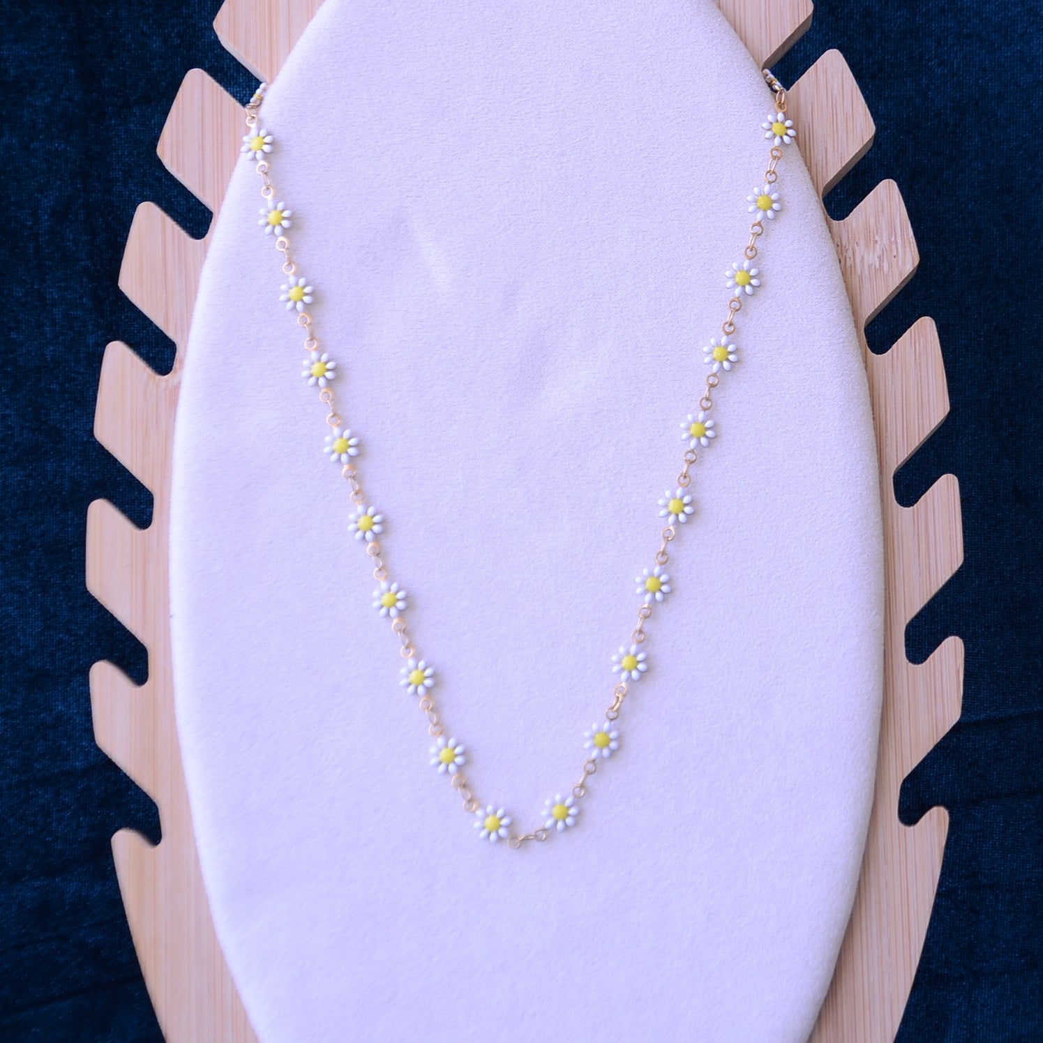 Daisy Flower Enamel Station Necklace